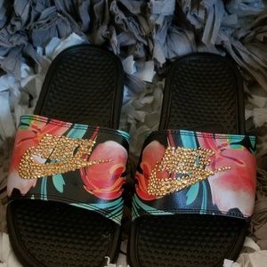 Brand new floral bling slides